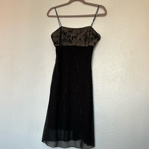 CACHE Black evening dress with straps with transparency size 10 - Picture 1 of 13